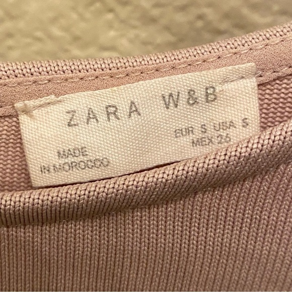 ZARA Women Nude Cut Out Front Wide Leg Cropped Jumpsuit Size Small - Picture 6 of 7